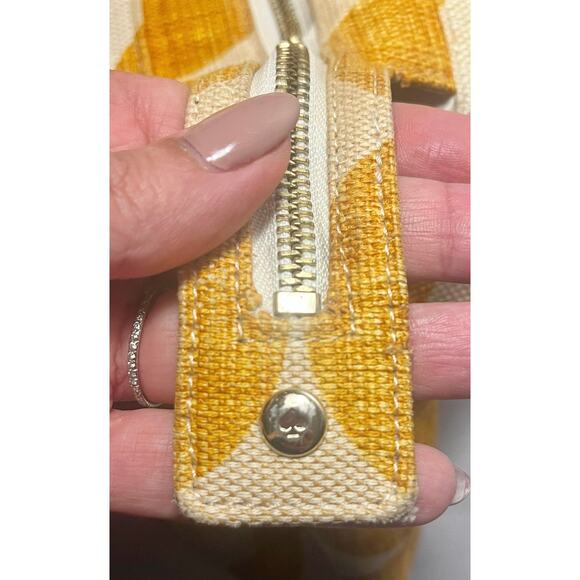 Kate Spade Hinkley Karen Bag Creme Marigold Polka Dot Canvas w/Leather Trim - Picture 9 of 10